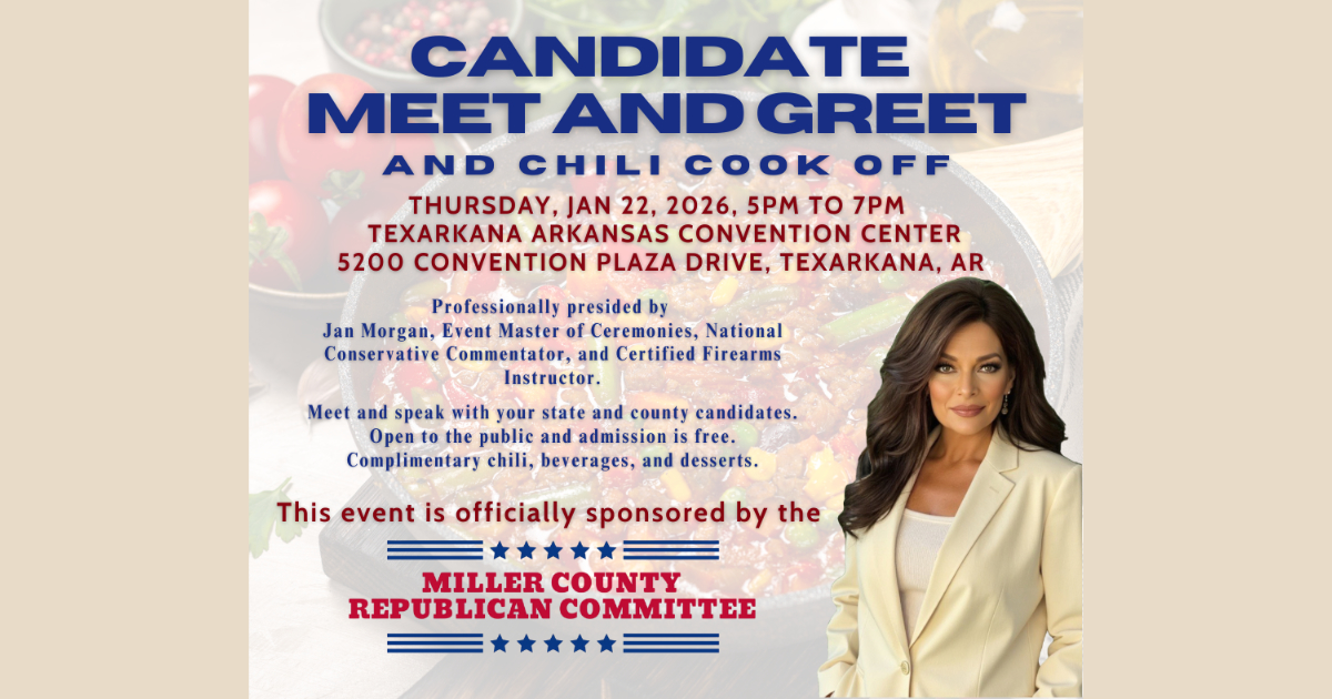 Miller County Candidate Meet & Greet & Chili Cook-Off Set for Jan. 22 at Texarkana Arkansas Convention Center