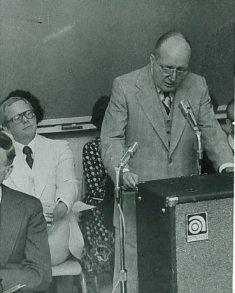 1978- Dr. Patterson is shown introducing heart specialist Dr. Denton Cooley as TC President,