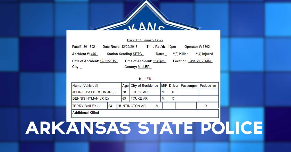Arkansas State Police release preliminary fatal crash report