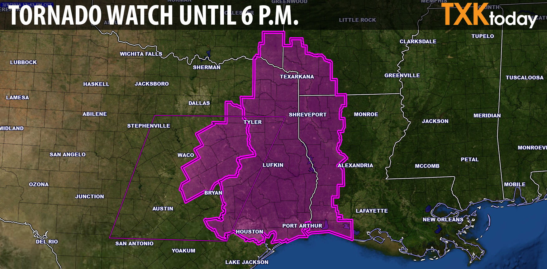 Tornado Watch issued until 6 p.m. | Texarkana Today