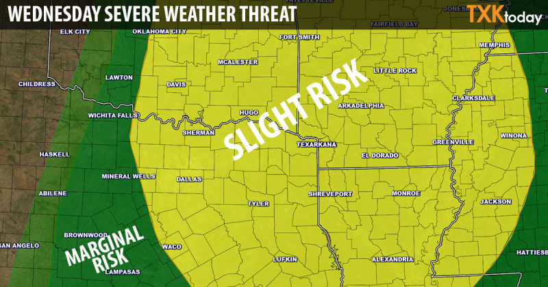 Severe weather and heavy rainfall forecast for Wednesday | Texarkana Today