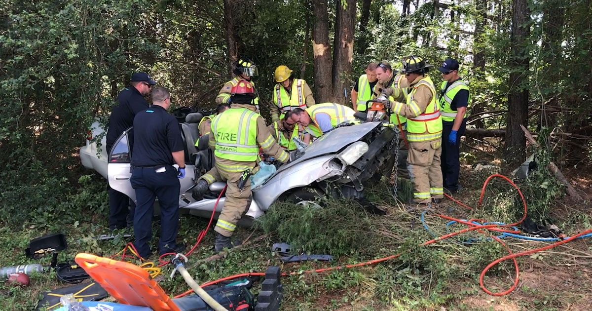 Firefighters extricate man from single vehicle Interstate accident