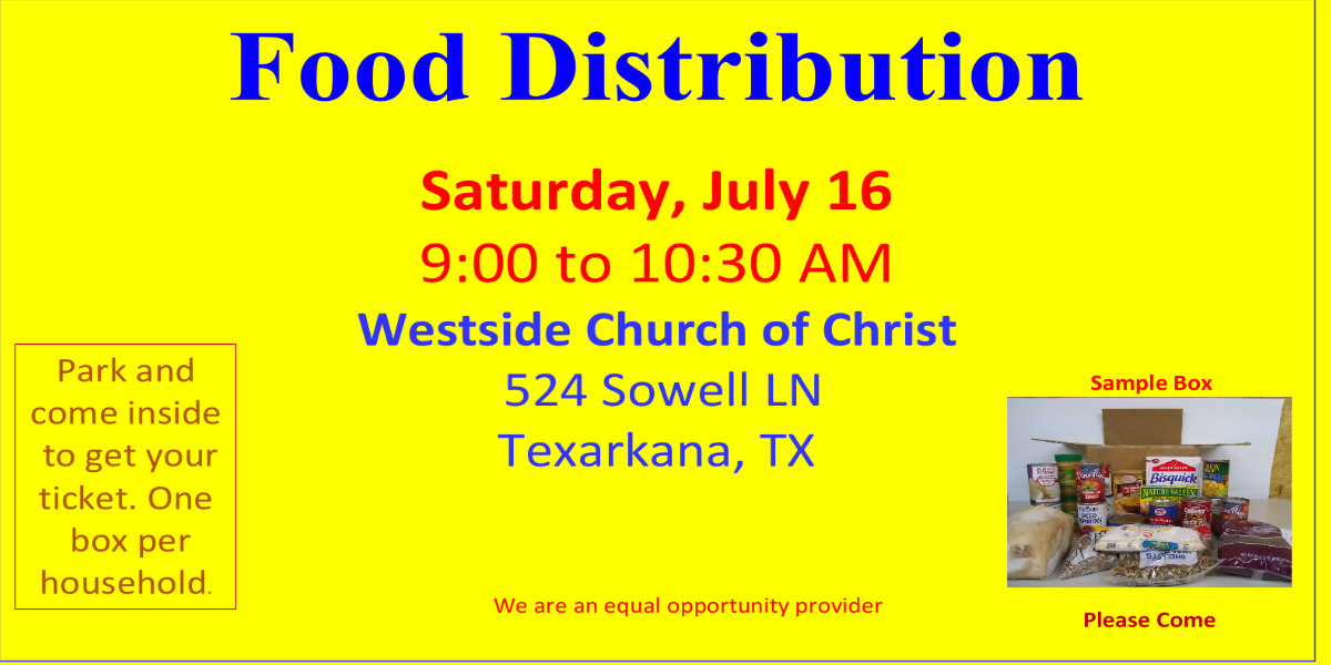 Saturday Food Distribution | Texarkana Today