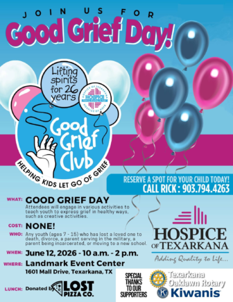 Good Grief Day flyer — Hospice of Texarkana, June 12, 2026, Landmark Event Center