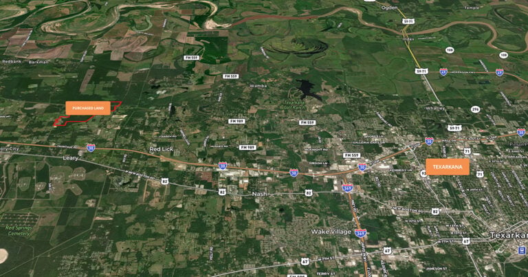 Map showing the location of the purchased land