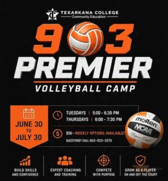 903 Premier Volleyball Camp flyer from Texarkana College Community Education.