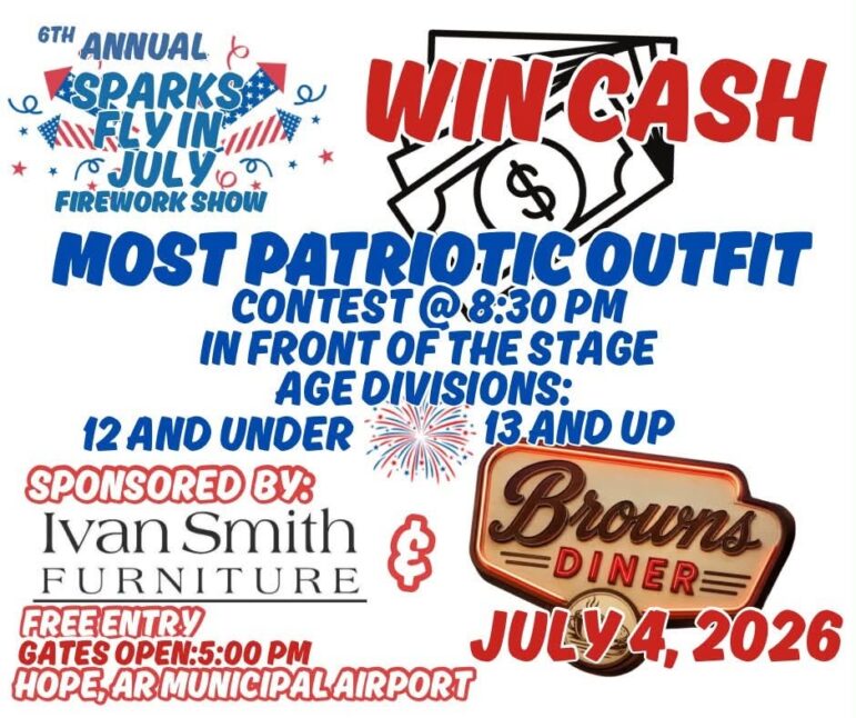 Sparks Fly In July fireworks show in Hope, Arkansas flyer