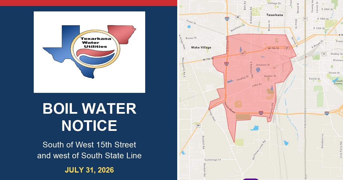 Boil Water Notice Issued for TWU Customers South of West 15th Street and West of State Line