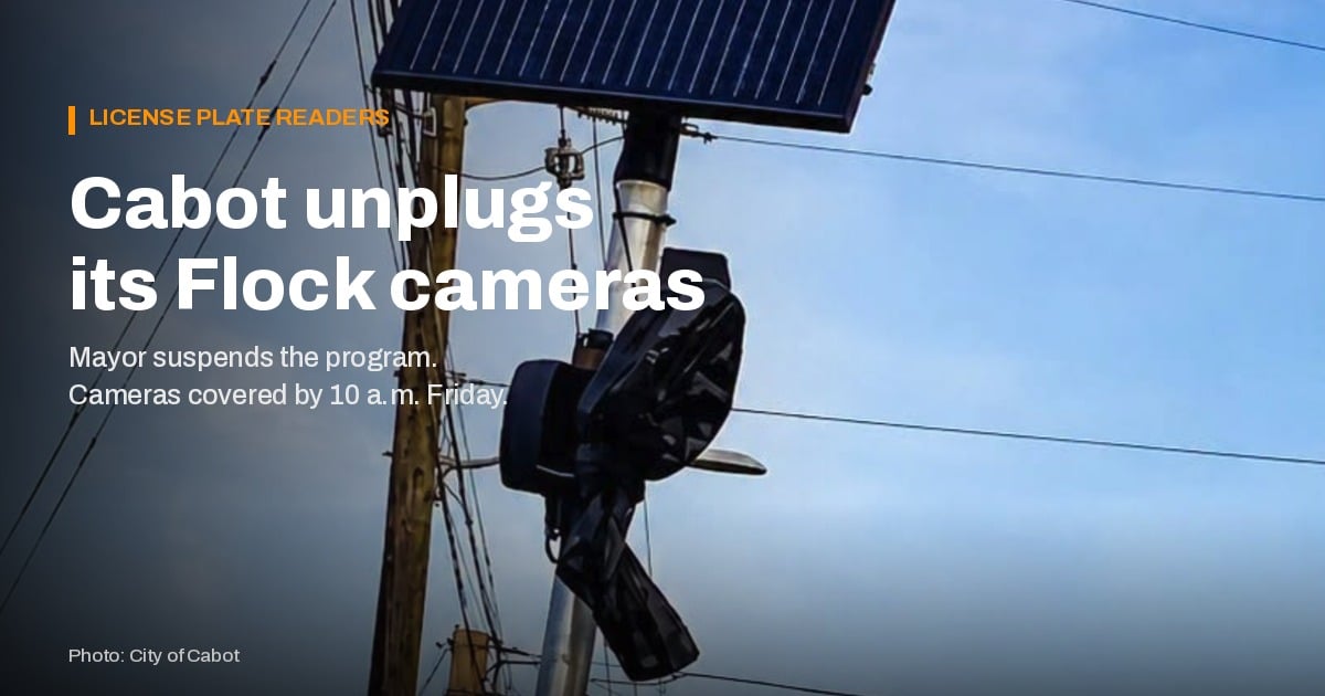 Cabot suspends its Flock camera program, the third Arkansas city to back away this summer