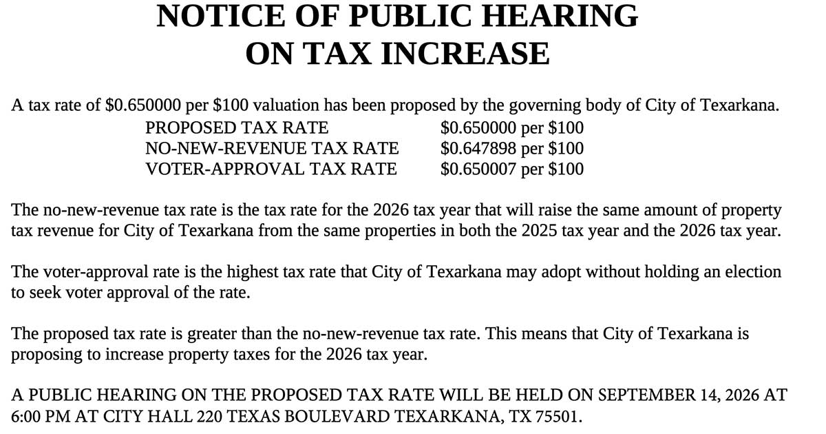 Texarkana, Texas council proposes flat 65-cent tax rate, cuts 25 positions as health costs jump 45 percent