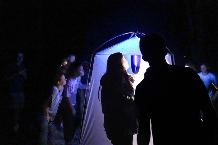 SAU students participate in a black-light bug survey at the Biological Preserve