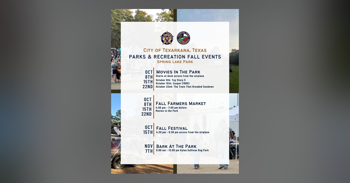 City of Texarkana Parks & Recreation Hosting Fall Events at Spring Lake Park