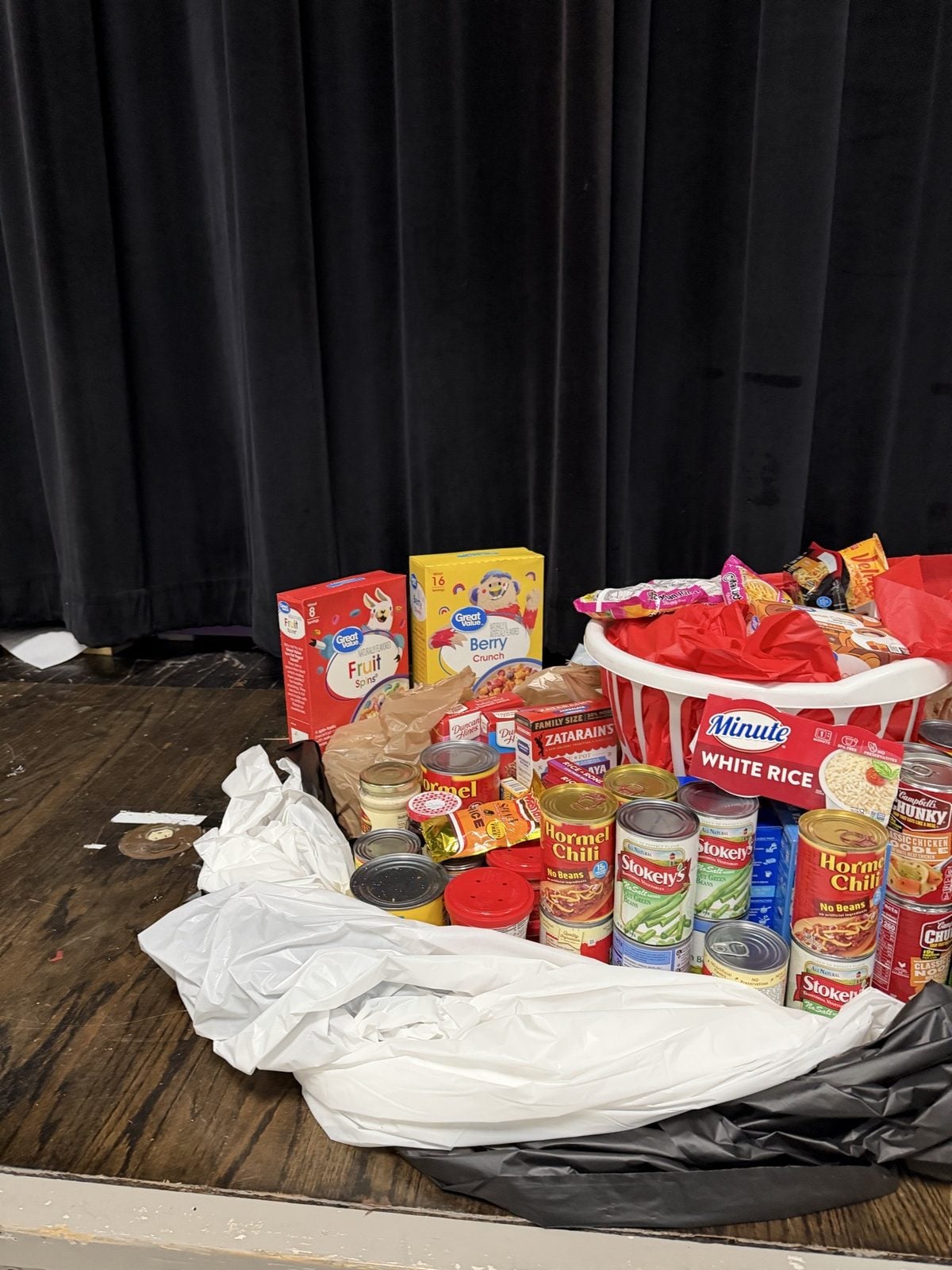 Canned goods, rice and cereal collected by the Arkansas High Class of 1991. Submitted photo. Canned goods, rice and cereal collected by the Arkansas High Class of 1991