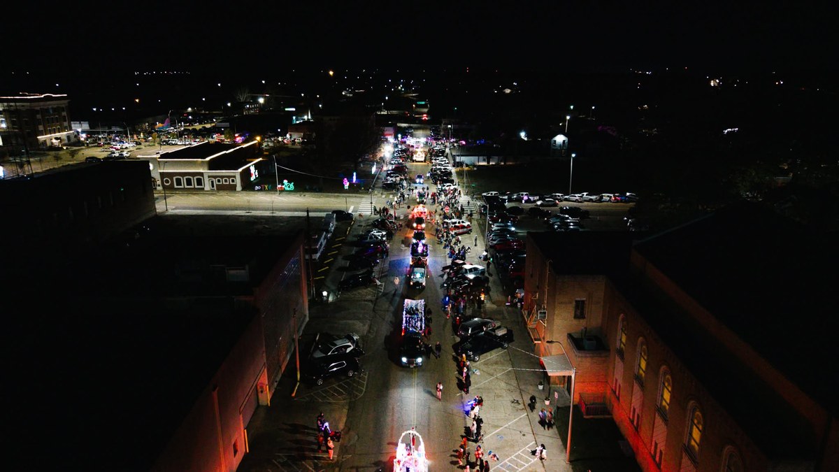 Christmas parade floats in downtown Texarkana